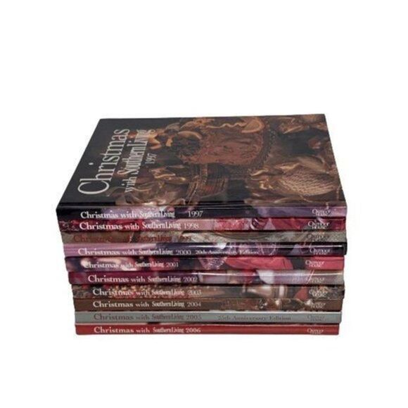 Set Of 10 Christmas With Southern Living Hardcover